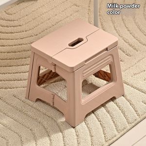 JJT Low stool Plastic folding stool Outdoor portable hand stool Fishing stool Retractable stool bathing low stool