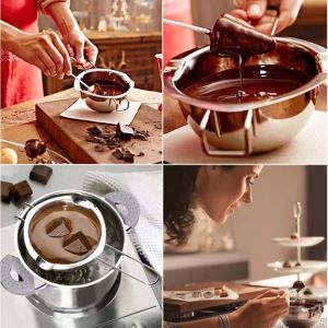 Chocolate Melting Pot 304 Stainless Steel Long Handle Butter Milk Boiler DIY Melting Bowl