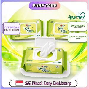 【Pure Care】 【3/6Packs】心相印Hearttex Antibacterial Wet Wipes 80 Sheets Alcohol-Free Personal Cleansing Wipes