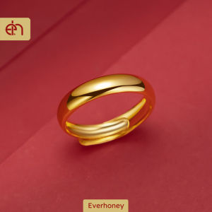 Everhoney 4.5mm 14K Gold Plated Rings for Women Girls Stackable Band Thumb Pointer Finger Plain Ring Comfort Fit Size 5 to 10