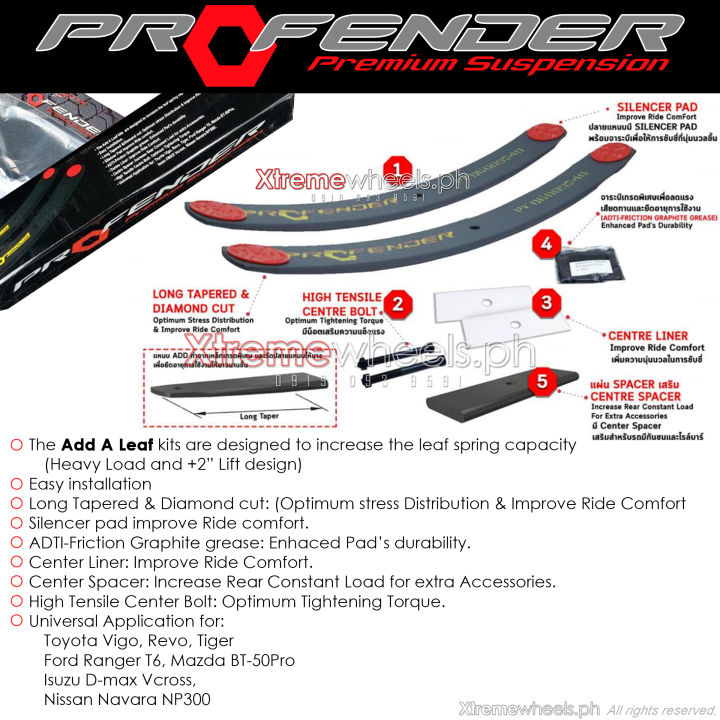 Profender add a Leaf for Revo / Vigo / Dmax / Ranger / D40 / Colorado ...
