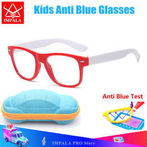IMPALA FL1623Q Cute Kids Anti Blue Light Eyeglasses Colorful Silica Frame Filter Glasses for Baby Boys and Girls Anti Fatigue UV Protection Eyeglasses with Eyewear Case