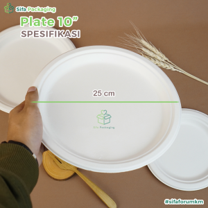 Bagasse Plate Piring Sekali Pakai Praktis Piring Kue Pesta Acara Ulang Tahun Makanan Tahan Panas Ramah Lingkungan isi 25 pcs
