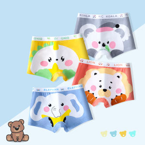 KUCHAR 4 Pcs/Lot High Quality Boys Boxer Briefs Cotton Underwear For 2-12 Years Old Kids Cartoon Print Breathable Children Panties