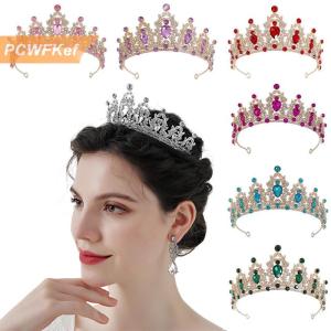 【PCWFKef】 Sang Trọng Thanh Lịch Pha Lê Công Chúa Vương Miện Tóc Phụ Kiện Vương Miện Cho Phụ Nữ Đảng Rhinestone Wedding Bridal Vương Miện Mới Đầu Đồ Trang Sức
