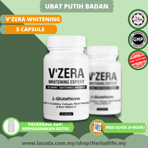 Vzera Whitening Ubat Putih Satu Badan Body whitening Supplement Vitamin C Glowing for Skin Whitening Original Kulit Putih gebu Cantik Cerah pemutih badan collagen Hilangkan Jerawat Jeragat 美白 GLutathione 5 capsule muka putih berseri terbaik lulus kkm