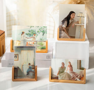 Minimalist Aesthetic Vintage Rustic Wooden Glass Photo Picture Frame Table Desk Display Home Decor