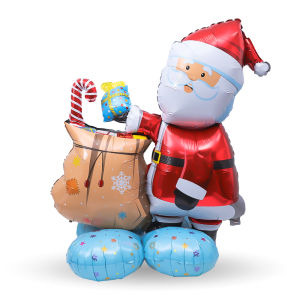 🎄🎅Santa Claus Self Standing Balloons Large Christmas Snowman Xmas Tree 4D Aluminum Foil Balloon with Base Party Gift Home Decor