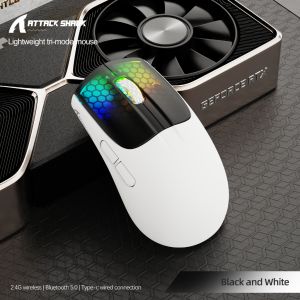 Attack Shark X5 Tri-Mode Gaming Mouse 8000DPI - Ultra Light 49g RGB Color Sync Bluetooth 5.0 & 2.4G Wireless 35H Battery Ergo Grip for Office/Gaming
