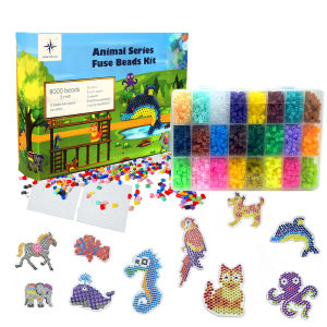 Fuse Hama Perler Beads Kit Animal Series By La Ban Collection 8000 Pcs Beads 5mm 32 Colors 10 Animal Pegboards 2 Square Pegboards 2 Pcs Tweezers FREE 6-In-1 Kids Feeding Set Dolphin Series