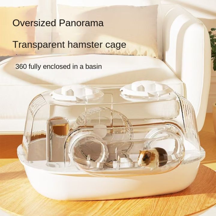 View of Deluxe transparent breathable hamster cage DIY large space indoor ...