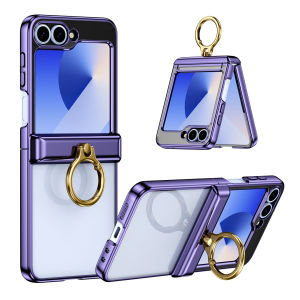 FCCho Samsung Galaxy Z Flip 5 Flip 6 Flip 7 trường hợp mạ điện khung trong suốt bản lề
