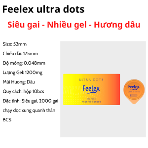Bao cao su Feelex Ultra Dots siêu gai hương dâu nhiều gel bôi trơn