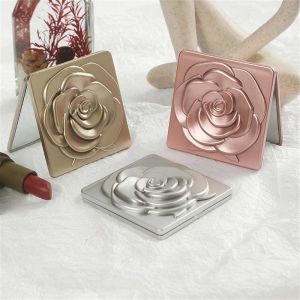 MYCOLOR Rose Flower Fold Makeup Mirror Mini Square Easy to Carry Stand Mirror Small Folding Pocket Makeup Mirror Lady/Girl