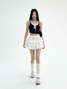 Womens Ballet Style Petite Girlish Look Versatile Cake Skirt Three-Dimensional Wrinkled Tutu Skirt Pumpkin Pants Casual Summer Comfort Clothing Basic Cute dress for woman Araw ng mga Puso
