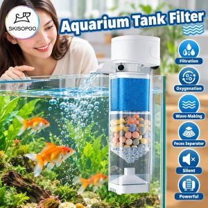 6 In 1 Aquarium Filter Water Pump Silent Filtration Oxygenation Wave Maker Fish Tank Feces Separator Low Power Suitable For Fresh Salt Water
