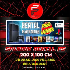 Spanduk Rental Ps4 / Banner Rental PS / Spanduk Kustom 2 x 1 m