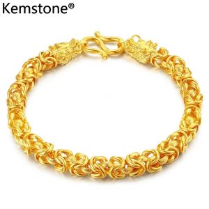 Kemstone Fashion 24K Gold Plated Necklace Dragon 5mm Twisted Chain for Men