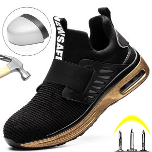 Men Boots Safety Shoes Work Boots With Steel Toe Shoes Security Boots Indestructible Shoes Puncture-Proof Work Sneakers Male
