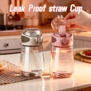 Leak-Proof Kids Water Bottle Cute Water Bottle Straw Carry Loop BPA-Free Childrens Water Cup