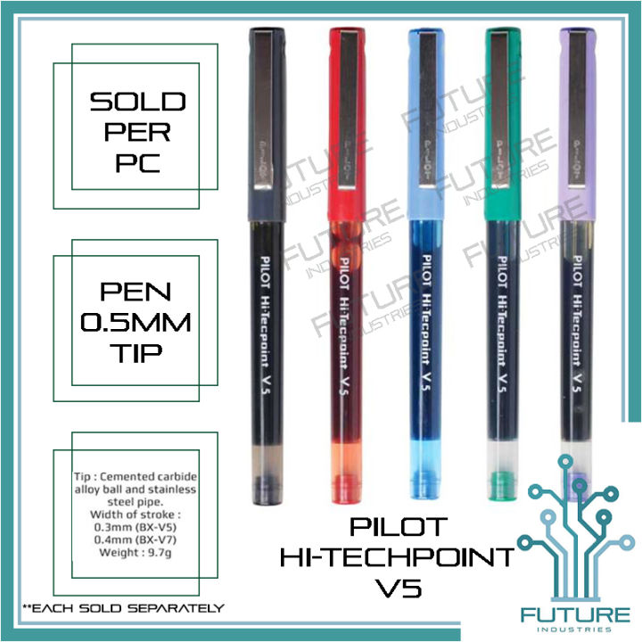 Pilot V5 Hi-Tecpoint Rollerball Pen - Violet - 3 Pack