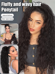 Long Curly Hair Water Wave Curls Scrunchy Clip Hair Volume Fluffy Hair Extensions Curly Clips