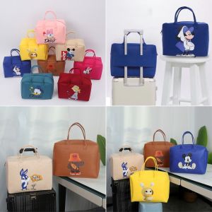 SPACE URGENTLY69SP8 Portable Luggage Felt Travel Bag Large Capacity Cartoon Printed Lunch Handbag Portable Duffel Bag Student