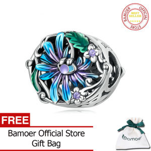 BAMOER Genuine 925 Sterling Silver Devils eye flower bead Charm For Women Bracelet Making Fashion Jewelry SCC2356