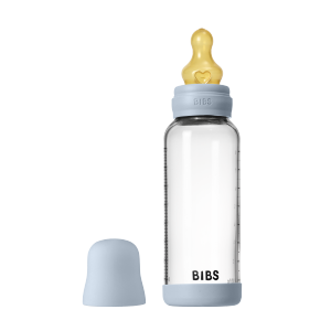 BIBS l Baby Glass Bottle Round Latex 1 Pack-Medium Flow 240ML