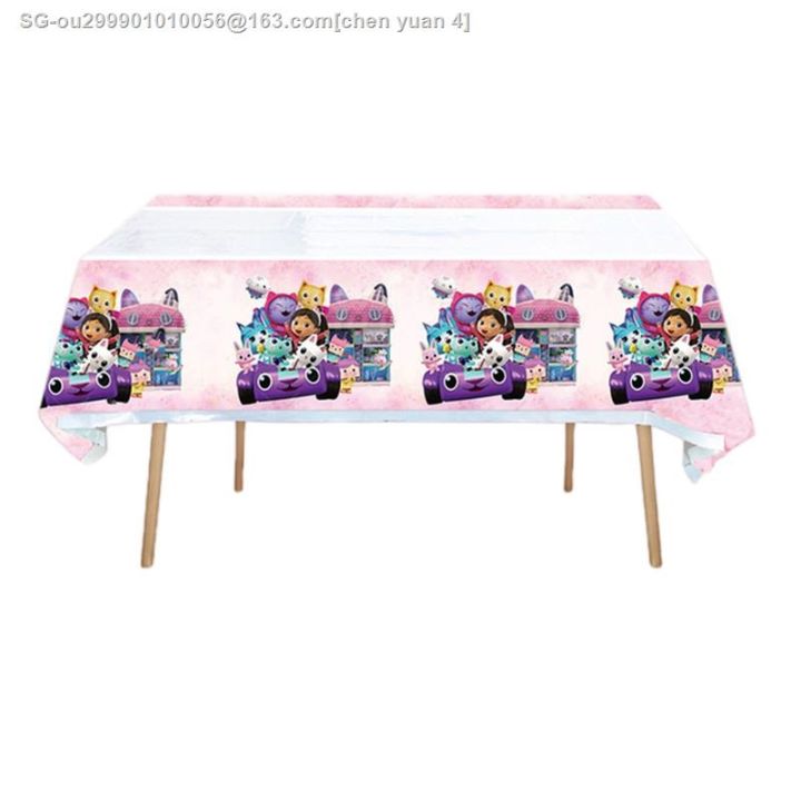 ∋ Pink Gabby Dollhouse Tablecloth Party Decorations Balloons Cup Plate