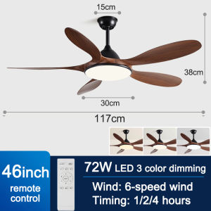 GOGEOUS 56inch ceiling fan with light modern ceiling fan with led light wooden ceiling fan 5 blades big 3 colors dimming ceiling lights with fan 6 speed strong wind ceilings fan with remote ceiling fans for living room bedroom
