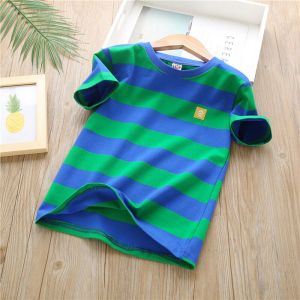 Áo Thun Bé Trai 4-12 Tuổi Quần Áo Áo Mùa Hè Áo Thun Cotton Kẻ Sọc Ngắn Tay Thời Trang
