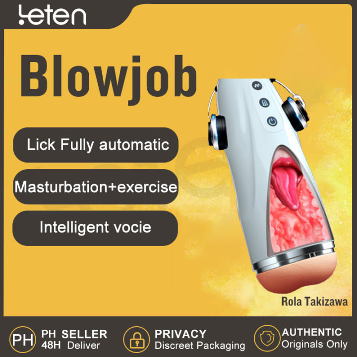 Leten Strong licking rotation Adjustable air male masturbator cup suction  blowjo-b sex machine vagin-a