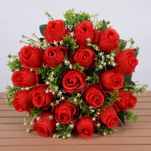 BETTERFORM Mini Real Happy Flower 18 Head Photography Photo Gift  Simulated Rose  10 Colors Crystal Grass Bouquet Home Decorative