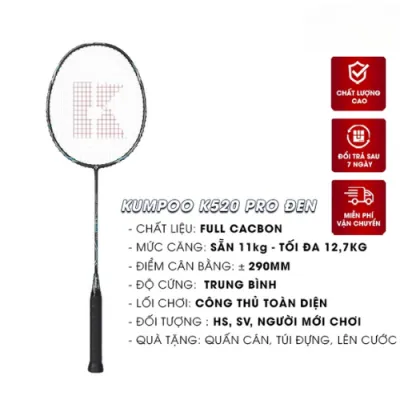 Vợt Cầu Lông Kumpoo K520pro Chính Hãng Khung Carbon 82g 4U/G5 Công Thủ Toàn Diện Cho Mọi Người Chơi V01