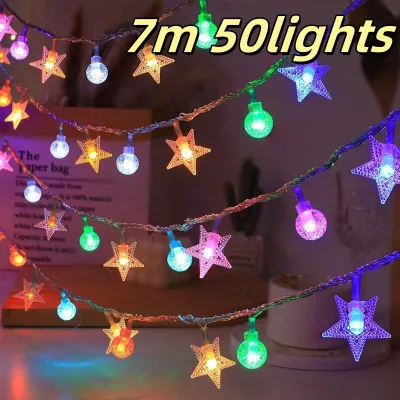 Kangle สตริงไฟคริสต์มาส 5m/7m/12m แสงอบอุ่น/แสงสี โคมไฟกลางแจ้ง Solar Light แบตเตอรี่ขับเคลื่อนคริสต์มาส ไฟ LED ตกแต่งคริสต์มาสสำหรับสวน ตกแต่งปีใหม่