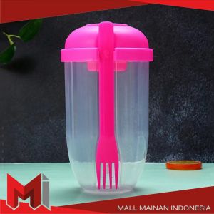 MallMainan-C863 Botol Salad 1000ML dengan Sendok Garpu + Botol Saus Kecil Praktis Portable / Tempat