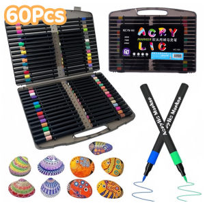 Starry Home.my Acrylic Marker Pen Set 80 Colors Waterproof Quick Dry Non Toxic Dual Tip Paper Glass Stone Fabric Kids Art Drawing Coloring