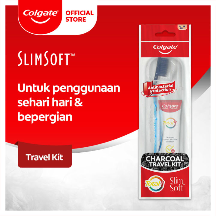 Colgate Travel Kit Slimsoft Charcoal Toothbrush + Colgate Total Charcoal Toothpaste 35gr