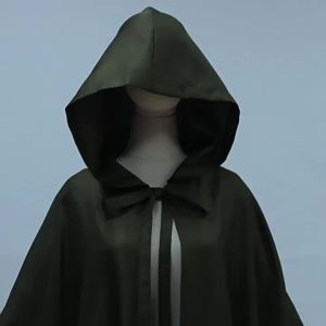 2026 New Medieval Cloak Halloween Hooded Robe Monk Robe Solid Color Cape Wizard