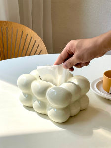European Cream Style Cotton Candy Ceramic Tissue Box Living Room Dining Table Napkin Paper Extraction Box Desktop Furnishings Ornaments