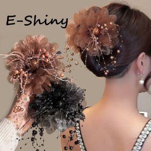 Hợp thời trang hoa lông Kẹp tóc càng cua sưng húp cho nữ phụ nữ tính khí ngọc trai tua ponytail cua Clip mũ nón