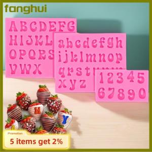 fanghui แม่พิมพ์เค้กฟองดองทำจากซิลิโคนตัวเลขเป็นตัวอักษร3D อุปกรณ์ตกแต่งเค้กแบบ DIY แม่พิมพ์พิมพ์อบคุกกี้เยลลี่
