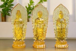 Bộ ba tượng Phật Tây Phương Tam Thánh sa bà tam thánh có hào quang cao 18cm-Nhiều màu). Trang trí trên ô tô tiểu cảnh bonsai ghép lũa để bàn trà phòng khách bàn làm việc