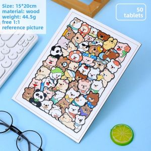 CANICECA 50 Pieces Cat Panda Dinosaur Animal Educational Puzzle Toys Funny Pile Cartoon Animal Shape Puzzles  Early Education Toy Decorative Painting