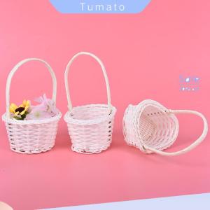 Tumato ตะกร้าผ้าทอพลาสติกขนาดเล็ก1ชิ้นกระเป๋าปิคนิคสำหรับใส่ชาหวาย