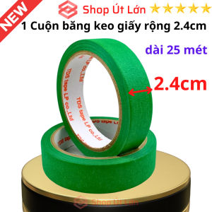 1 Cuộn băng keo giấy màu xanh lá rộng 2.4cm dài 25 mét lõi giấy 3mm