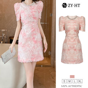 ZYHT Đầm ngọt ngào thời trang Cổ tròn khoe eo thon Mini Đầm nữ dự tiệc cưới đẹp 50417