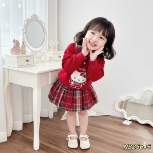 Set Chân Váy Bé Gái + Áo Nỉ Kitty Đáng Yêu Cute Cho Bé Gái Xinh Tươi Phong Cách Tiểu Thư Nhà MiDu Kid