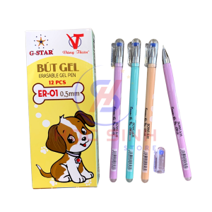 Hộp 12 Cây Bút Gel Xóa Được Cao Cấp Ngòi Kim 0.5mm ER01 Hiệu G-Star (Mực Xanh/Tím/ Đen) - VPP Học Sinh Store